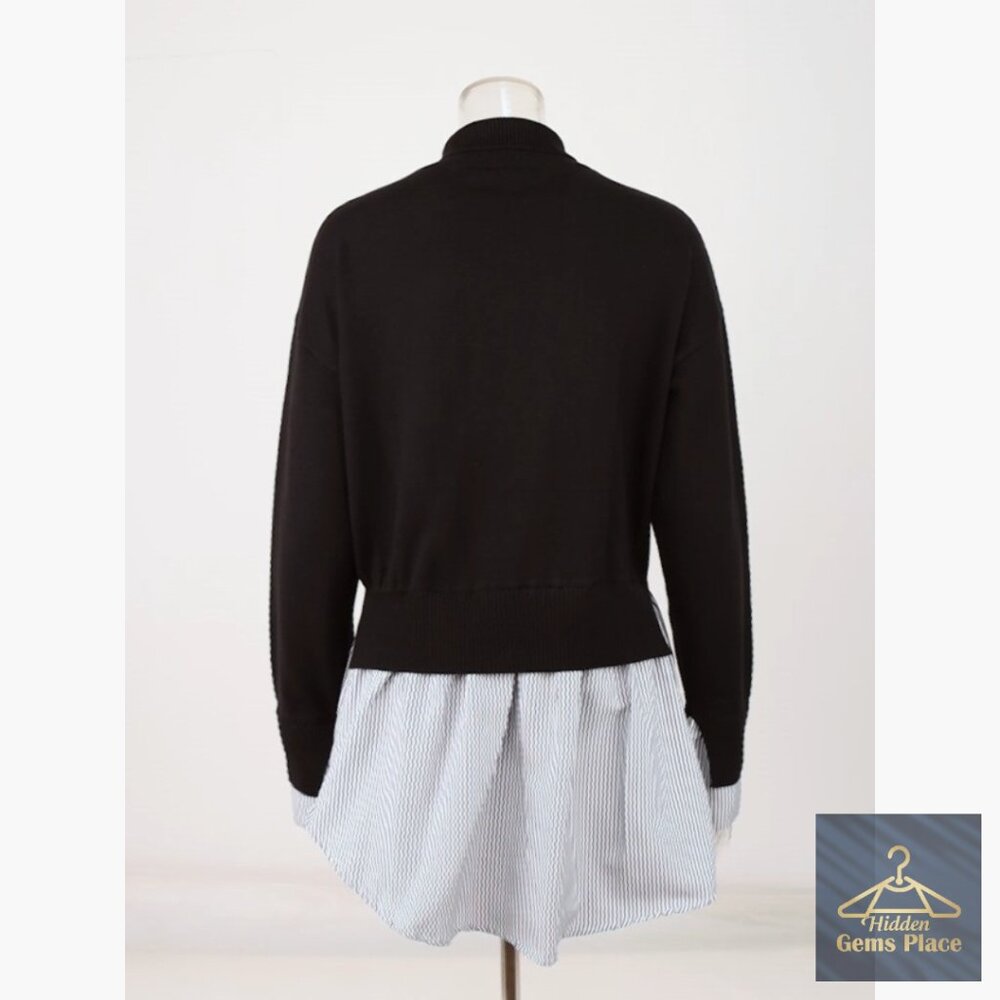 Patchwork Turtleneck Sweater With Asymmetrical He… - image 7